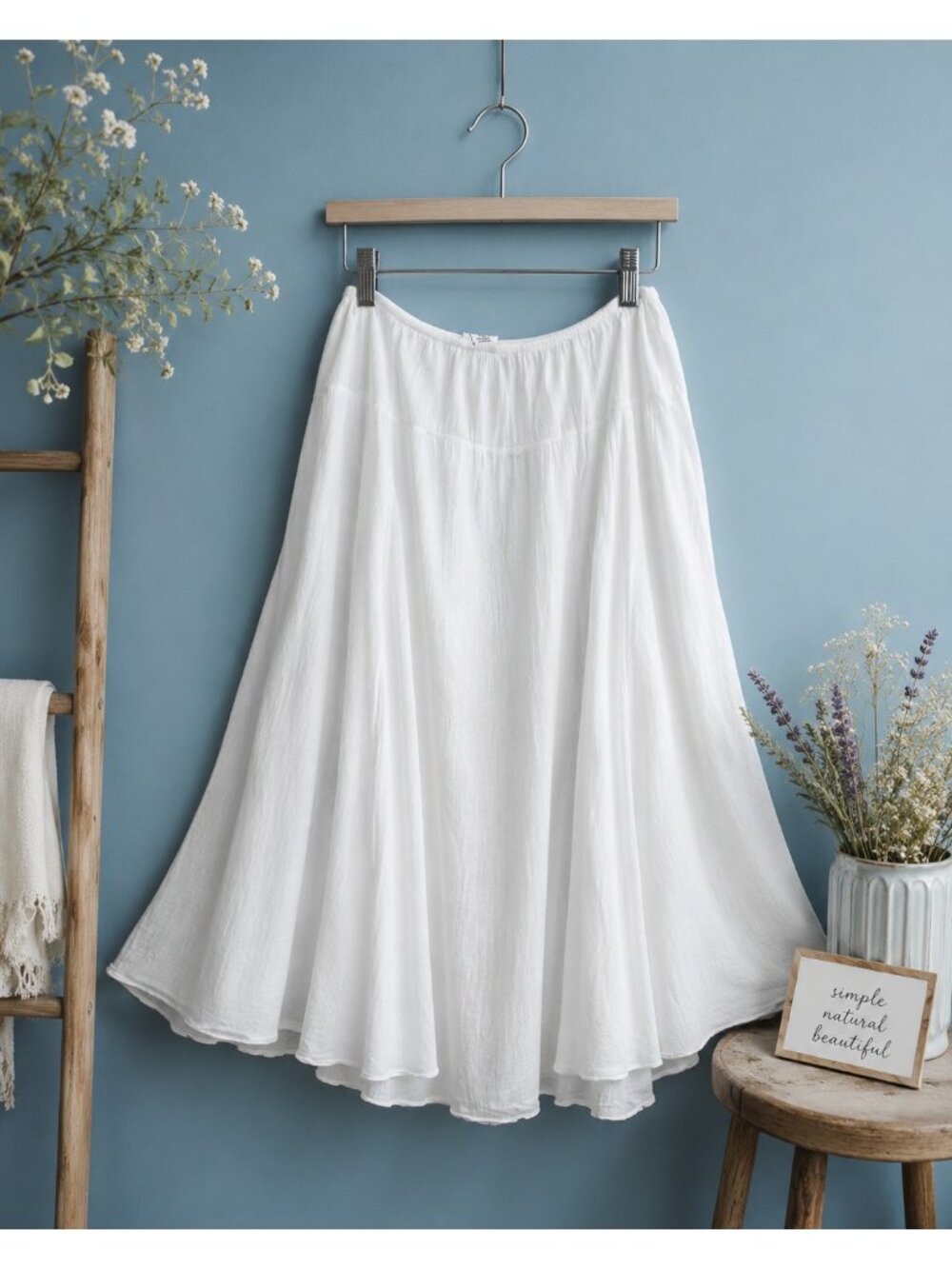 Ruby Rd Favorites White Cotton Peasant Maxi Skirt Boho Cottagecore 22W Plus